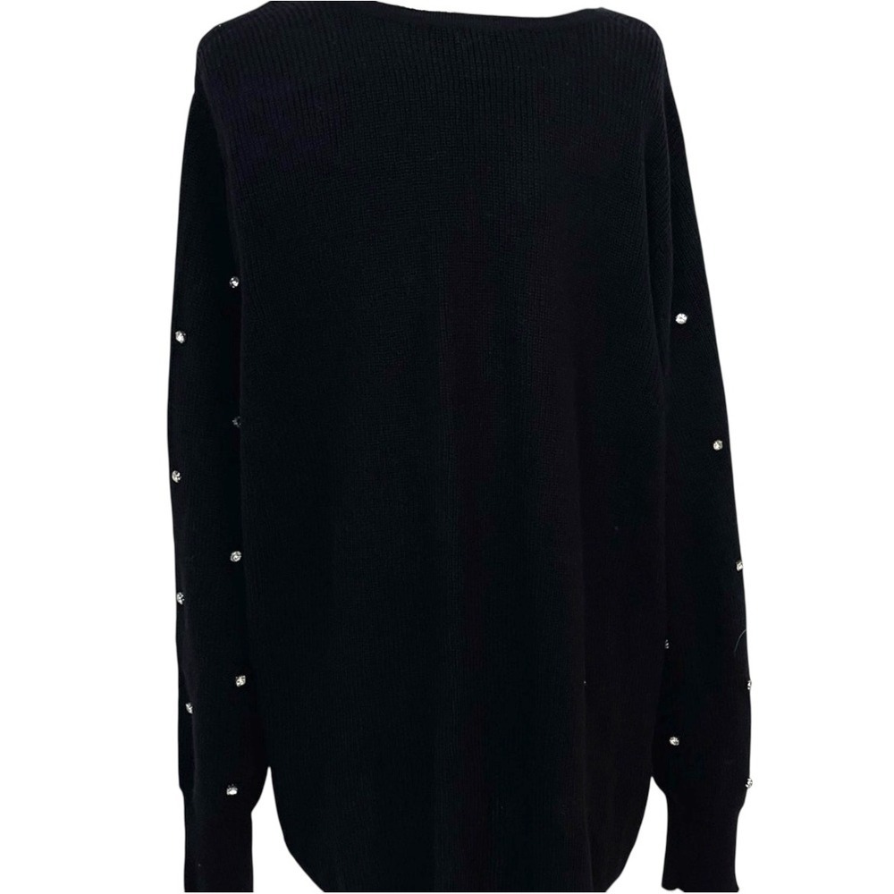 INC Diamond Embellished Twist-Front Black Sweater V-Neck Pullover 2X - Picture 7 of 9
